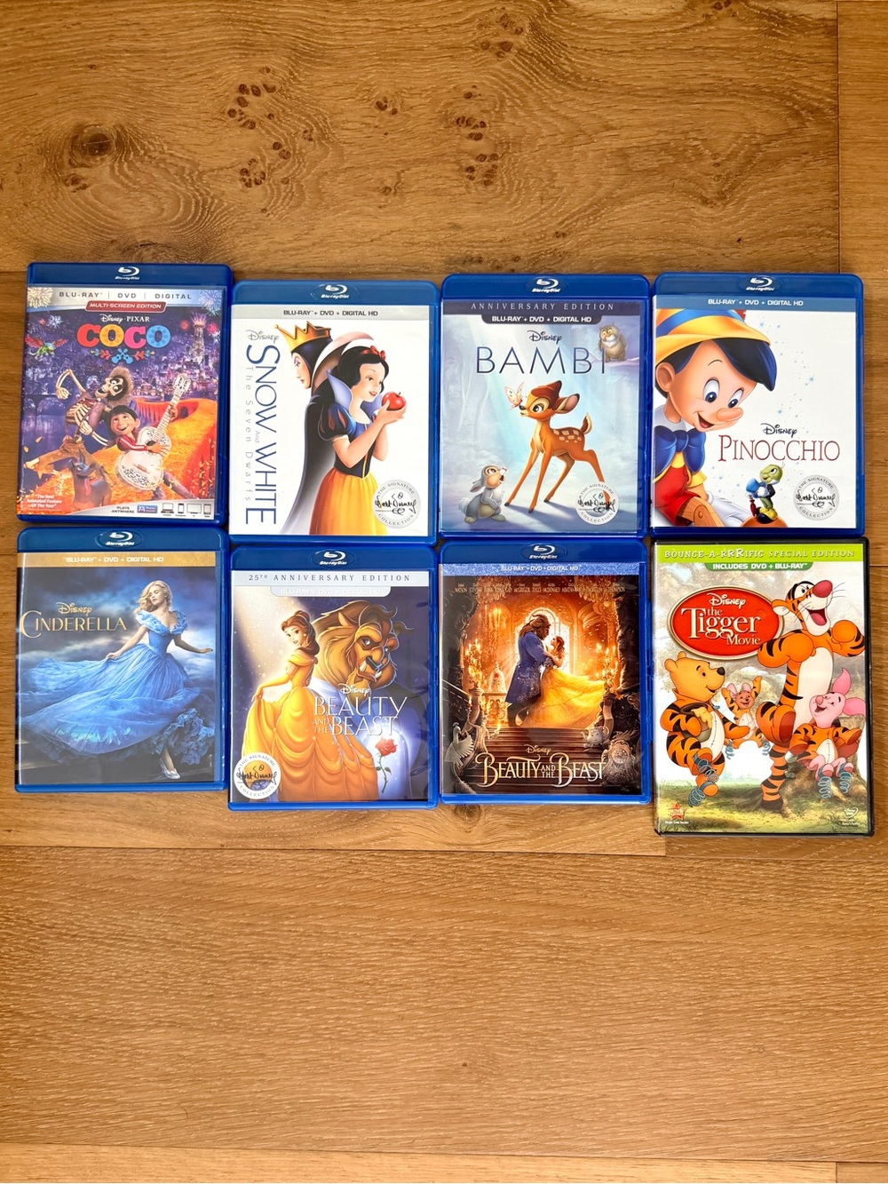 Disney Pixar Blu-Ray DVD Lot Set of 8 Coco Snow White Beauty Beast Cinderella